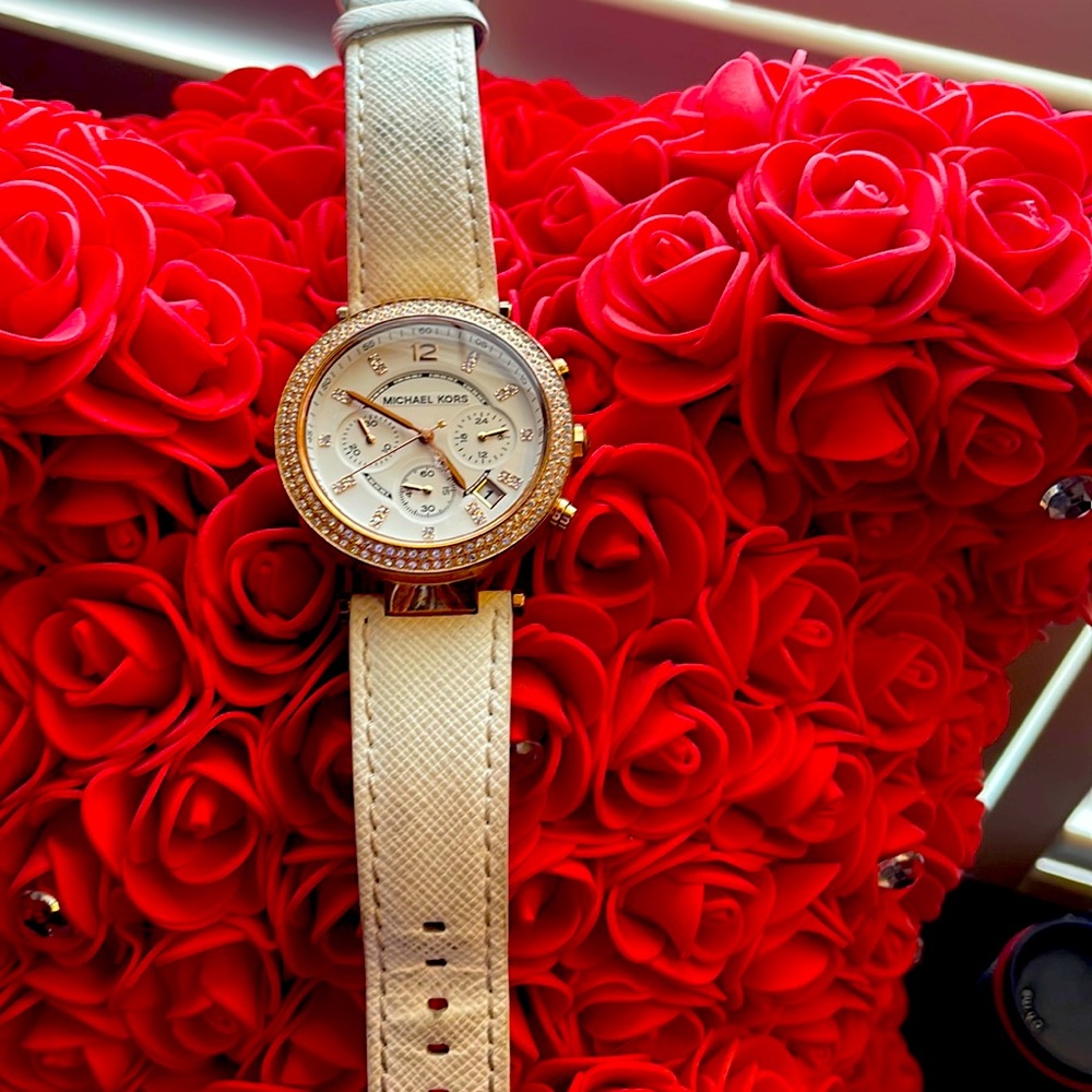 White leather watch